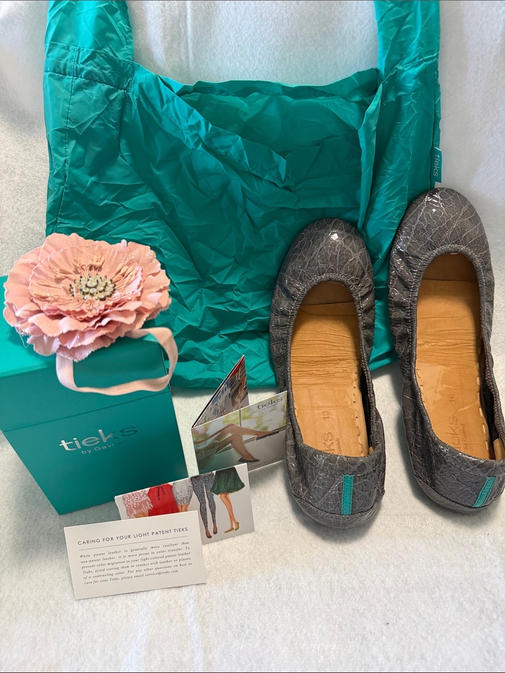 Tieks Slate Gray Croc-Patent Foldable Ballet Flats